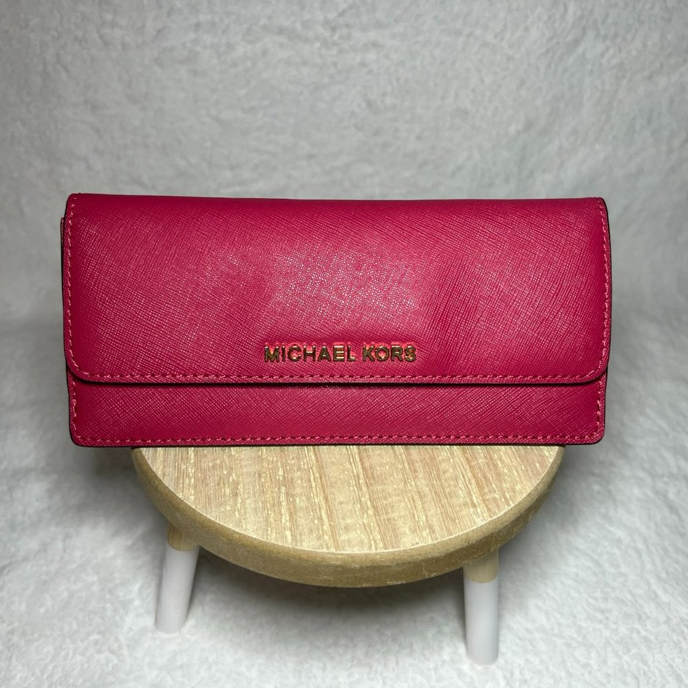 Michael Kors Jet Set Slim Saffiano Leather Wallet Pink